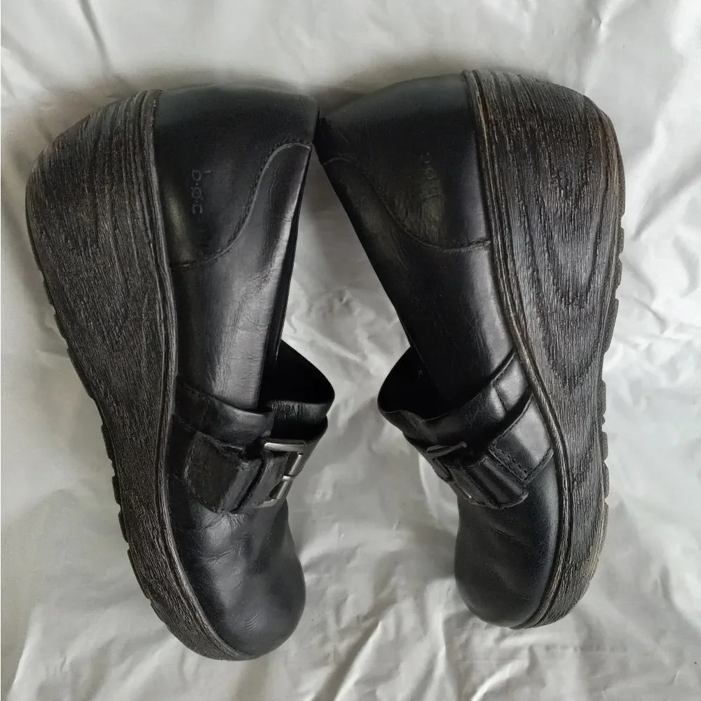 BOC Women's Size 10M Rijeka Black Leather Closed Toe Clog Wedge Comfort Shoes - Picture 7 of 9